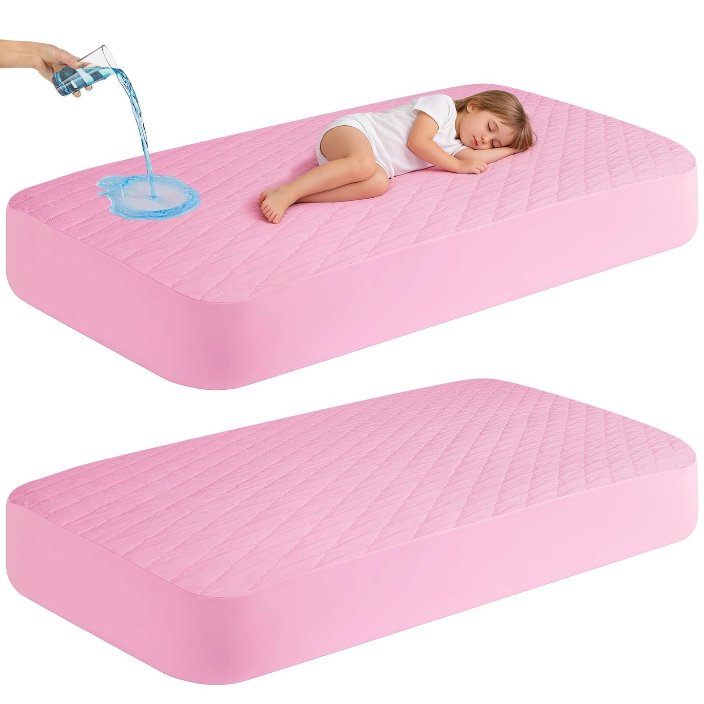 2 Pack Waterproof Mattress Protector Crib,Cotton 24X38 Fitted Crib Sheets Crib Mattress Protector Sheets,Soft Bed Sheets,Washable Little Bed Sheets,Neutral for Boy,Girl,Toddler(White,24X38inch)