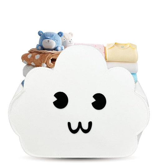 Cloud Shaped Felt Storage Caddy;Felt Baby Basket, Nursery Organizer with Cloud Design for Storage Infant Newborn Essentials,Foldable Bathroom and Bedroom Stuff Diaper Toys Baby Vintage Decor