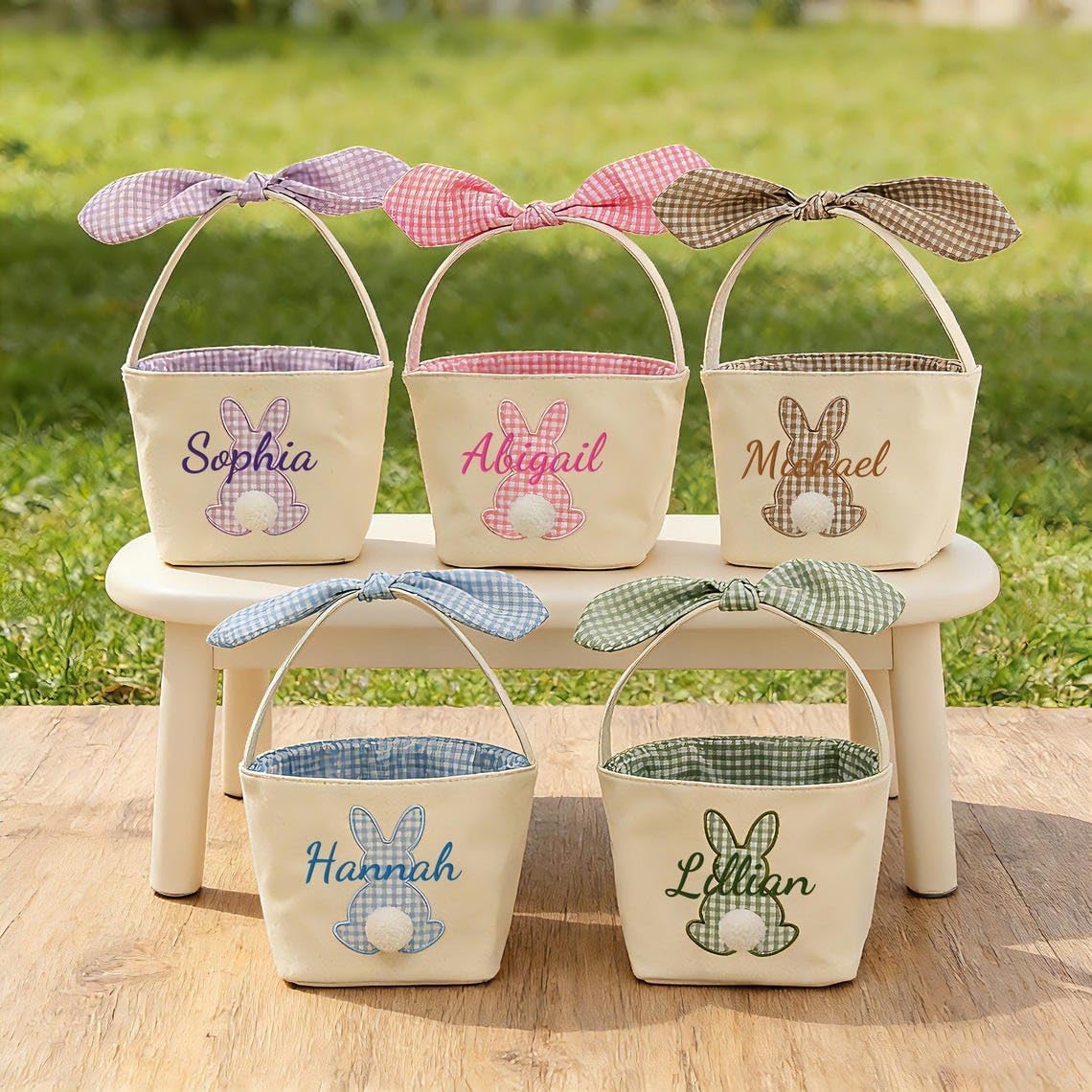 Personalized Baby Basket for Nursery, Baby Showers Gifts for Newborn, Nursery Name Basket, Custom Storage Baskets, Embroidery Storage for Newborn (Easter Basket 1)