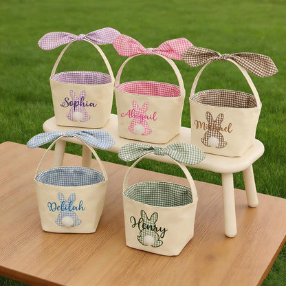 Personalized Baby Basket for Nursery, Baby Showers Gifts for Newborn, Nursery Name Basket, Custom Storage Baskets, Embroidery Storage for Newborn (Easter Basket 1)