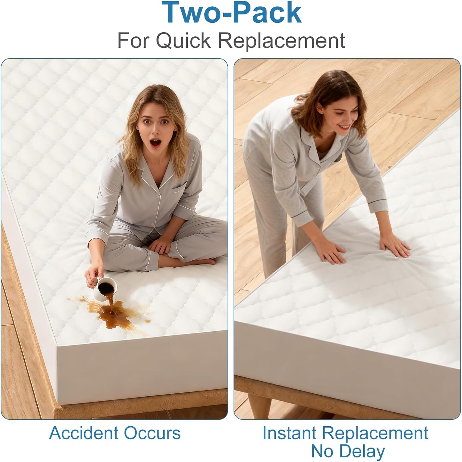 2 Pack Waterproof Mattress Protector Crib,Cotton 24X38 Fitted Crib Sheets Crib Mattress Protector Sheets,Soft Bed Sheets,Washable Little Bed Sheets,Neutral for Boy,Girl,Toddler(White,24X38inch)