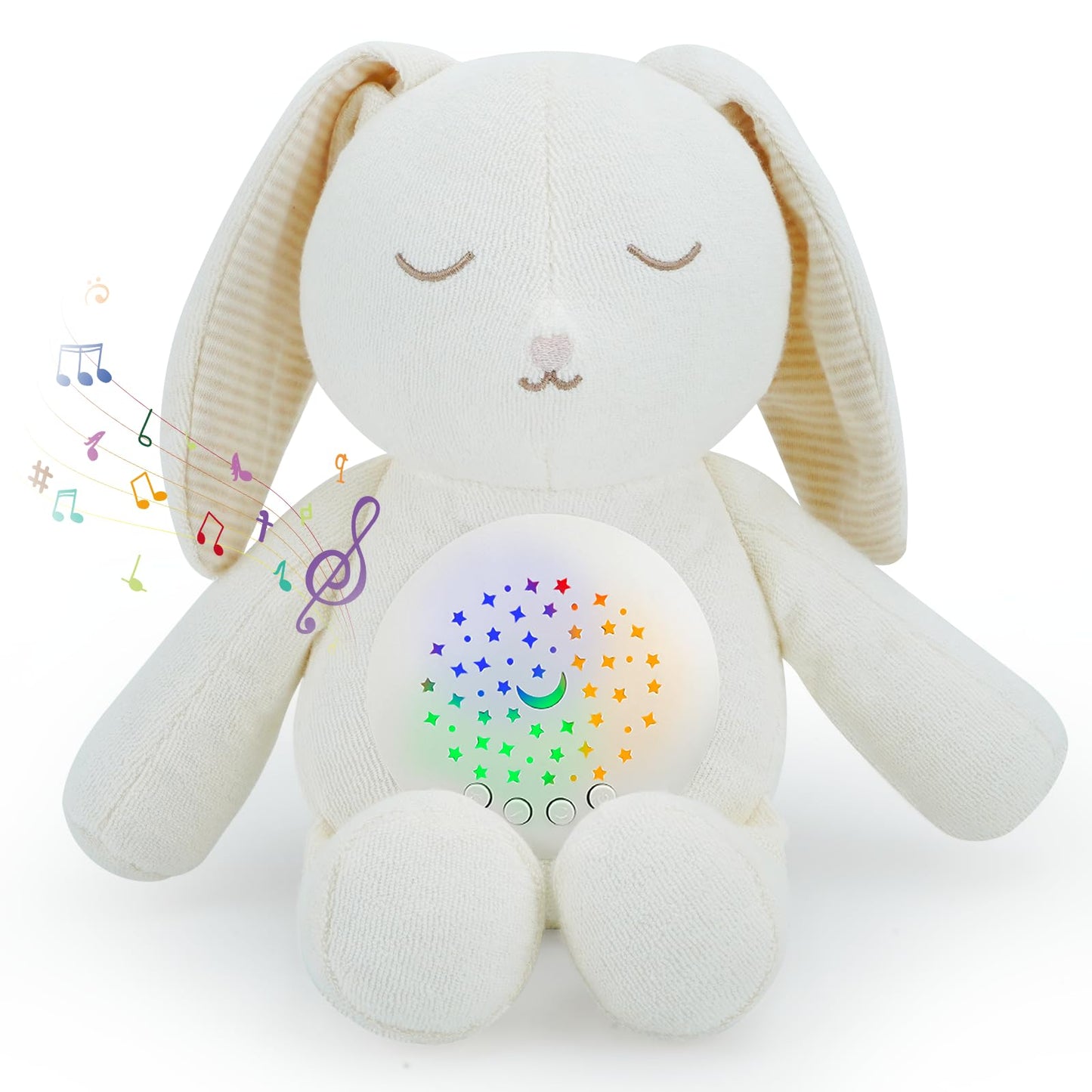 Baby Sleep Soother Bedtime Bear with Night Light Star Projector, Soft Cotton Stuffed Animal Toys for Boys Girls, Lullaby Music, White Noise for Newborn Shower Gifts