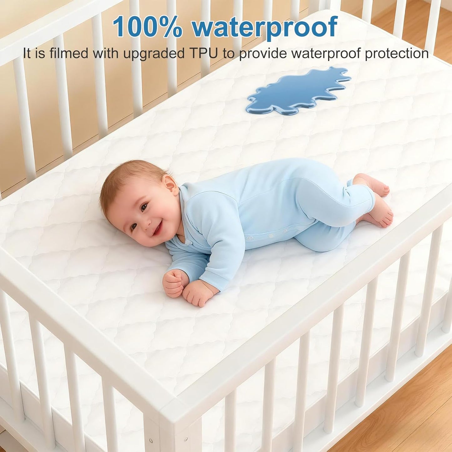 2 Pack Waterproof Mattress Protector Crib,Cotton 24X38 Fitted Crib Sheets Crib Mattress Protector Sheets,Soft Bed Sheets,Washable Little Bed Sheets,Neutral for Boy,Girl,Toddler(White,24X38inch)