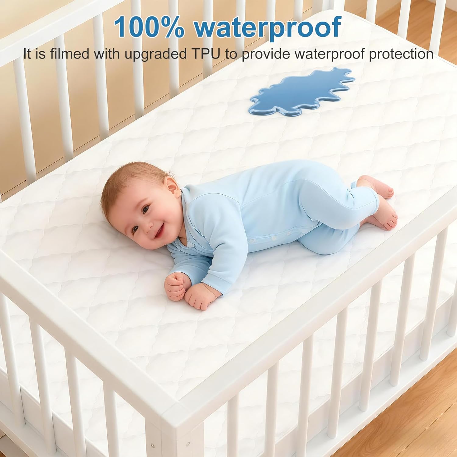 2 Pack Waterproof Mattress Protector Crib,Cotton 24X38 Fitted Crib Sheets Crib Mattress Protector Sheets,Soft Bed Sheets,Washable Little Bed Sheets,Neutral for Boy,Girl,Toddler(White,24X38inch)