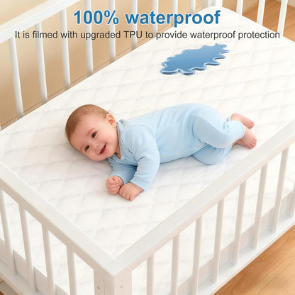 2 Pack Waterproof Mattress Protector Crib,Cotton 24X38 Fitted Crib Sheets Crib Mattress Protector Sheets,Soft Bed Sheets,Washable Little Bed Sheets,Neutral for Boy,Girl,Toddler(White,24X38inch)