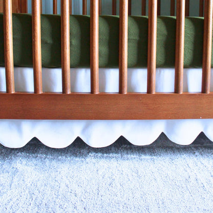 1Pcs Scalloped Edge Mini Crib Bed Skirt - 24"x 38" + 10" Drop Lenght with Split Corners for Baby Boys Girls Soft 4-Sided Bed Skirt 100% Microfiber Fabric - Black Solid