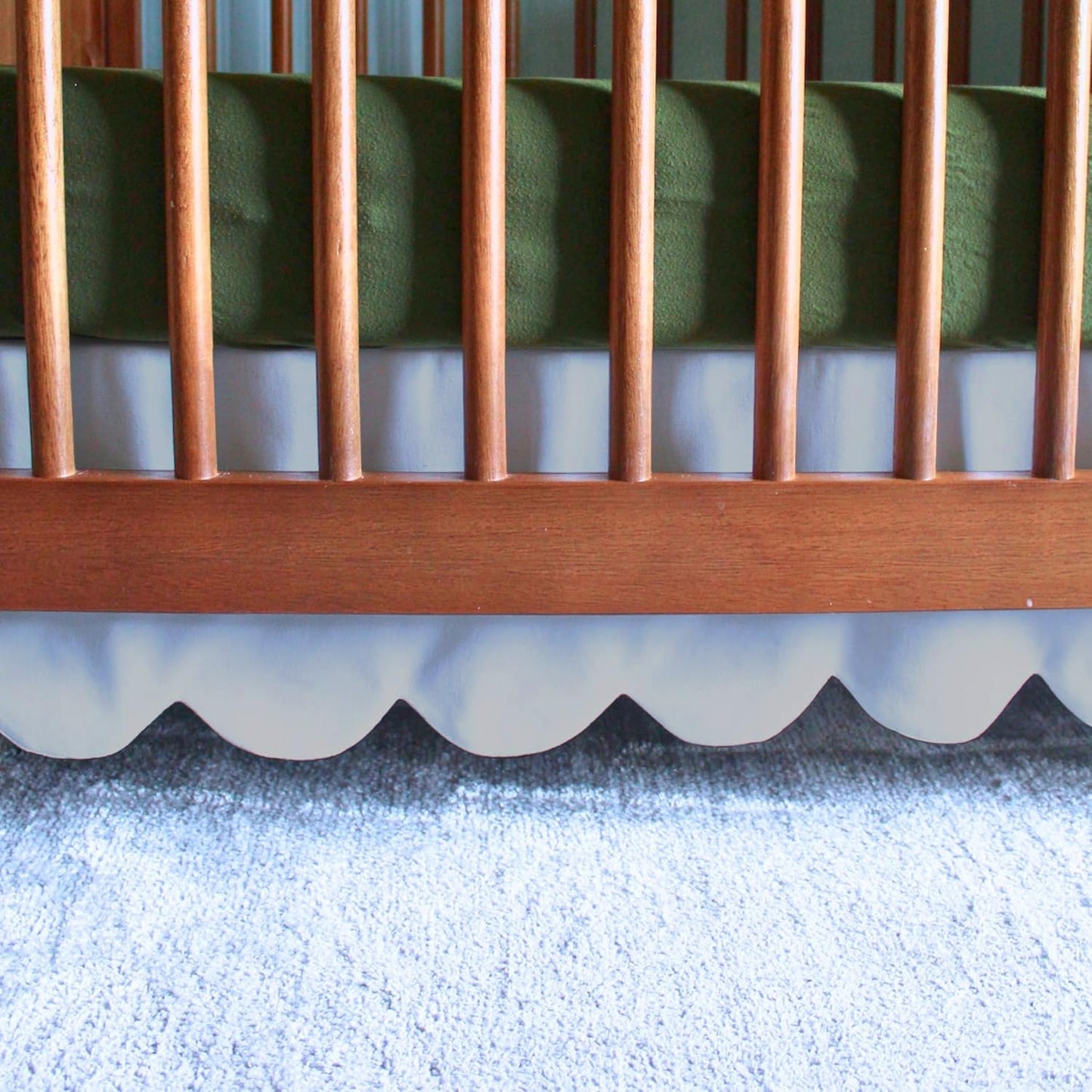 1Pcs Scalloped Edge Mini Crib Bed Skirt - 24"x 38" + 10" Drop Lenght with Split Corners for Baby Boys Girls Soft 4-Sided Bed Skirt 100% Microfiber Fabric - Black Solid
