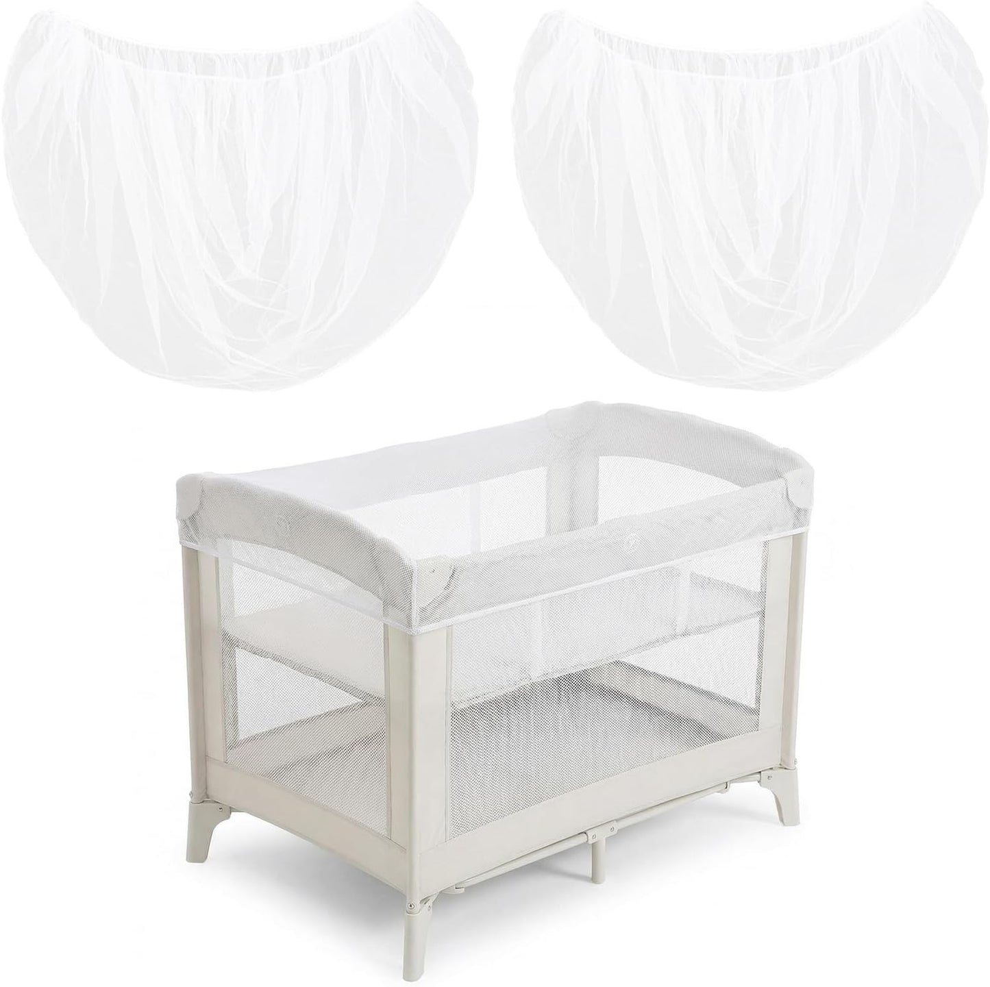 2Pcs Mosquito Net for Baby Bed Stroller, Breathable Portable Netting Cover for Bassinet, Travel Mini Crib, Car Seat, Cradle, Playard