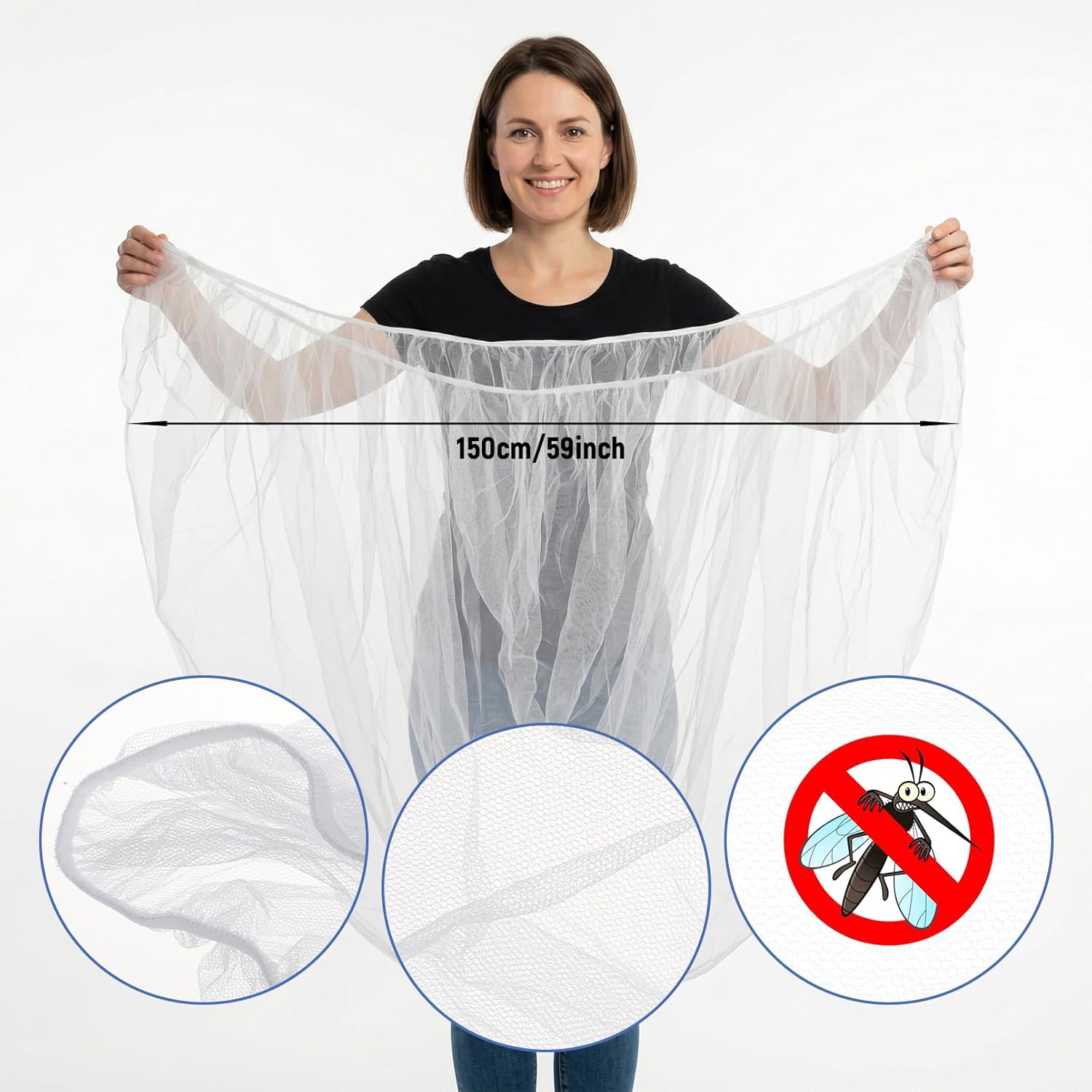 2Pcs Mosquito Net for Baby Bed Stroller, Breathable Portable Netting Cover for Bassinet, Travel Mini Crib, Car Seat, Cradle, Playard