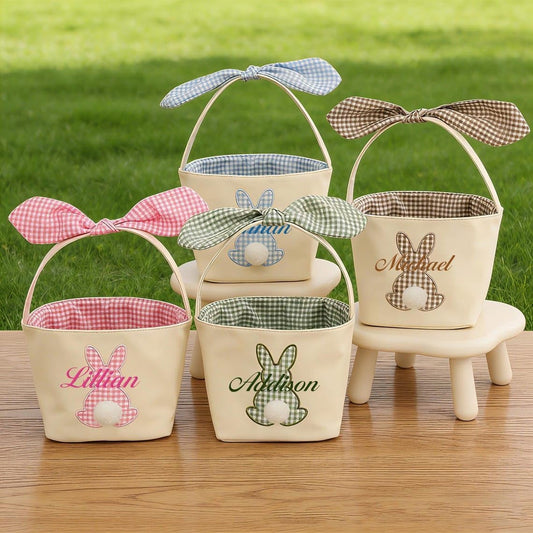 Personalized Baby Basket for Nursery, Baby Showers Gifts for Newborn, Nursery Name Basket, Custom Storage Baskets, Embroidery Storage for Newborn (Easter Basket 1)